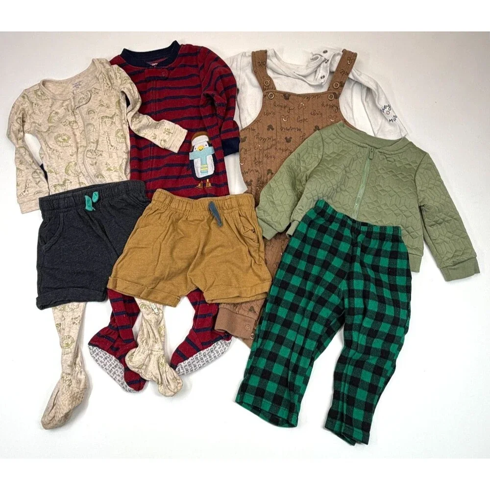 Baby Boy Clothes Lot 12M Carter’s Cat & Jack Disney Sleepers Outfit Set